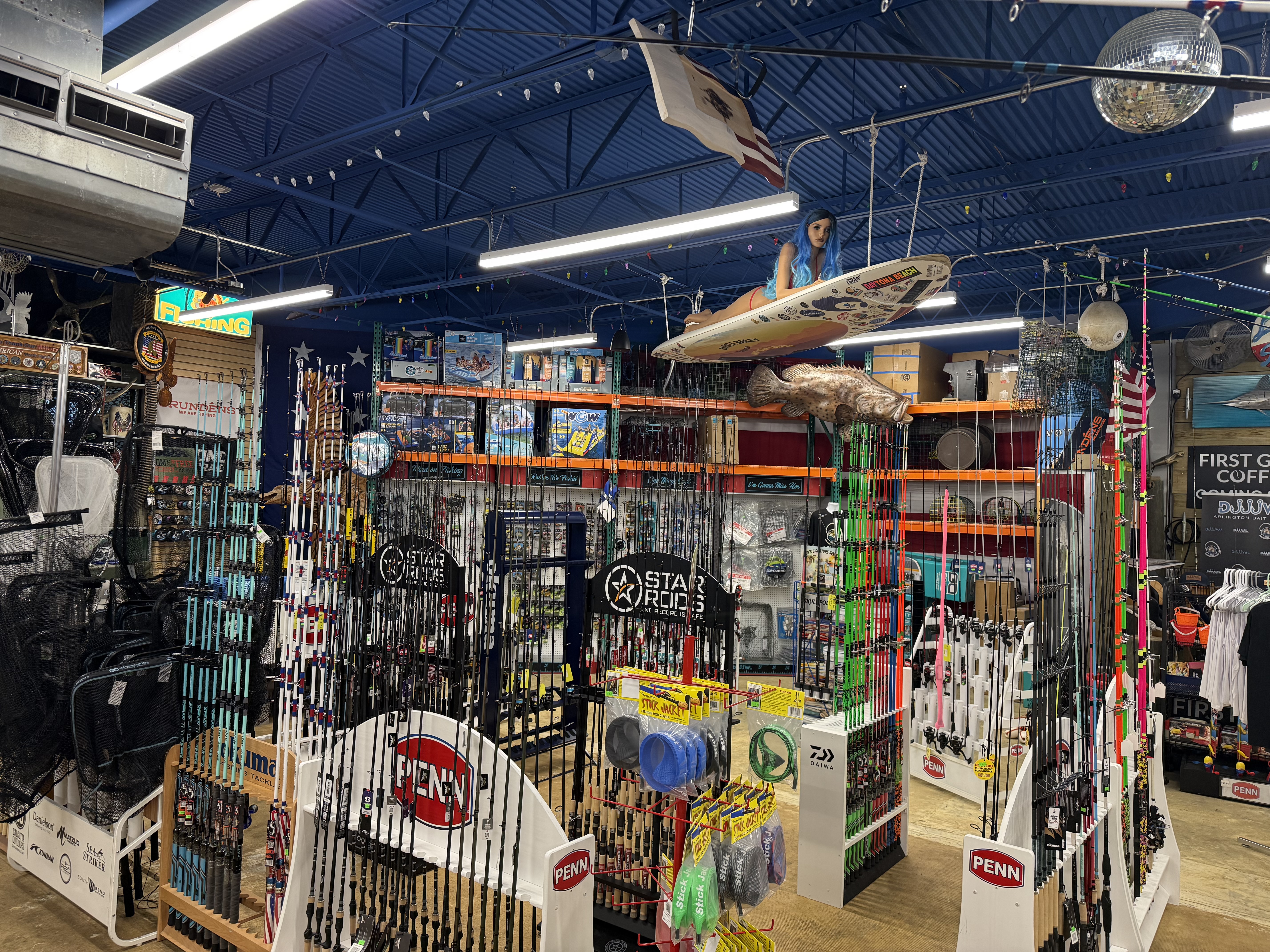 Rod and reel section inside the store